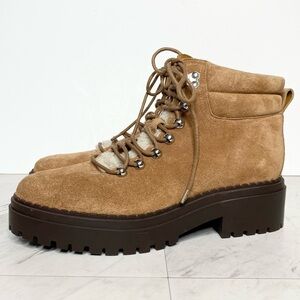New! Marc Fisher Nairy Brown Suede Lace Up Hiking Bootie 10M